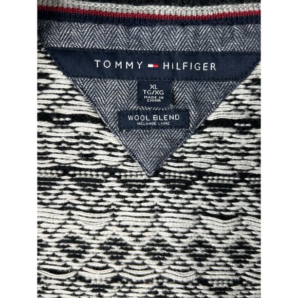 Tommy Hilfiger Nordic Full Zip Fair Isle Sweater Men’s Large XL Wool Blend - Picture 8 of 9